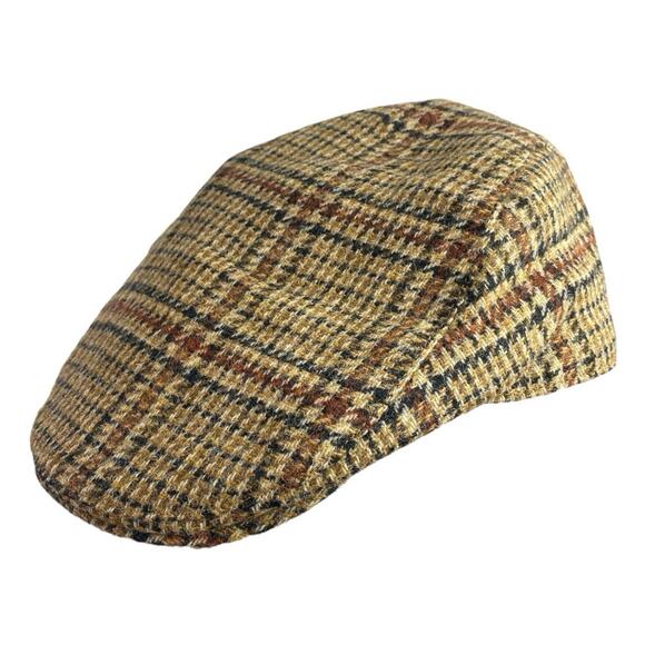 M&S Mark & Spencer Sartorial Brown Wool Plaid Checkered Newsboy Flat Cap Sz S-M - Picture 5 of 5